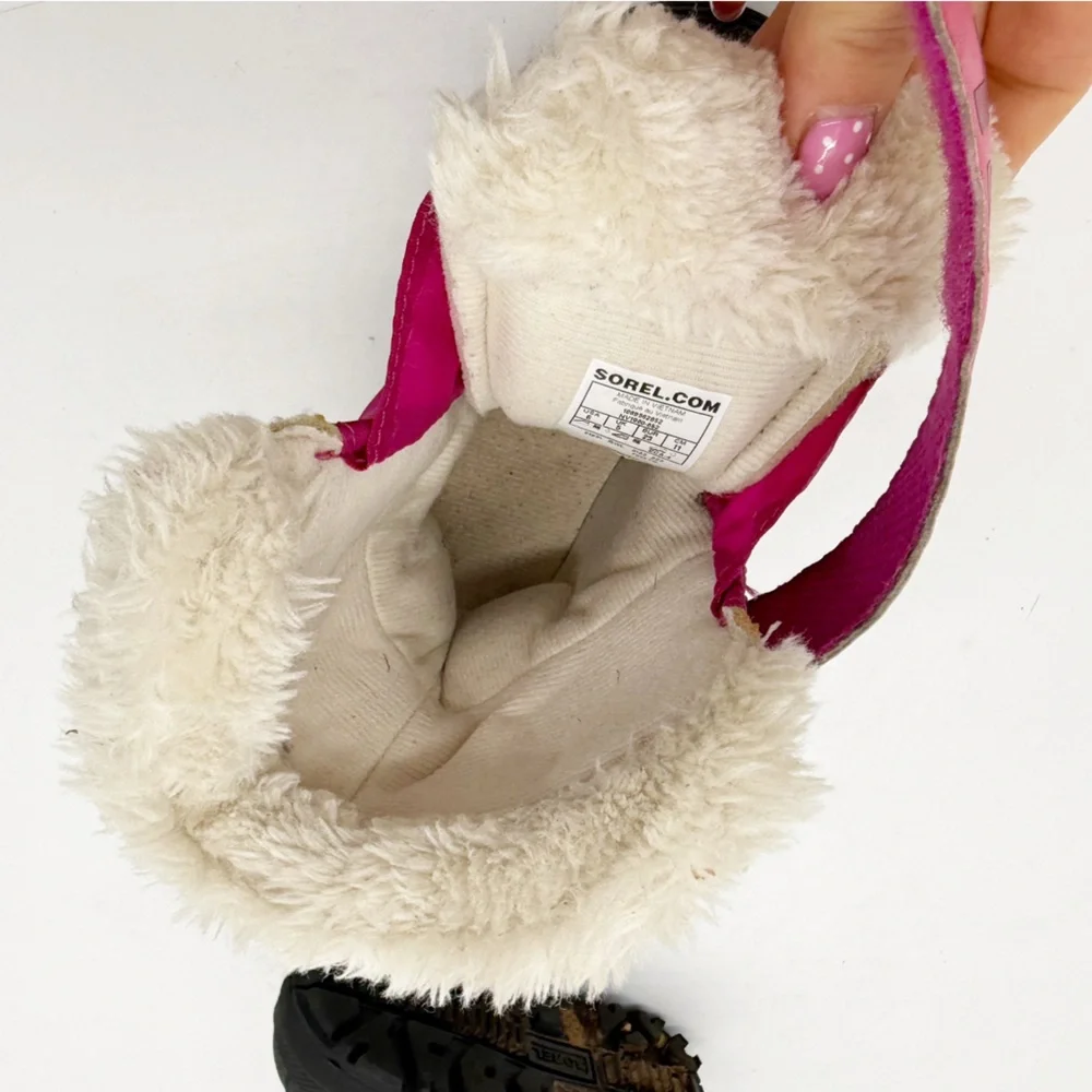 Sorel Snow Commander Winter Boot Toddler Size 6 Waterproof Pink Faux Fur Outdoor